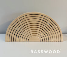 Load image into Gallery viewer, 12 piece Unfinished Natural Wood DIY Large Rainbow Stacker