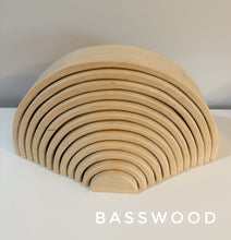 Load image into Gallery viewer, 12 piece Unfinished Natural Wood DIY Large Rainbow Stacker