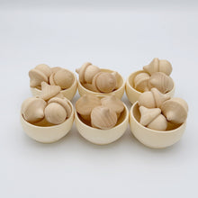 Load image into Gallery viewer, Natural Wooden Bowls and Acorns Sorting Game DIY