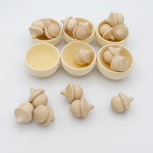 Load image into Gallery viewer, Natural Wooden Bowls and Acorns Sorting Game DIY
