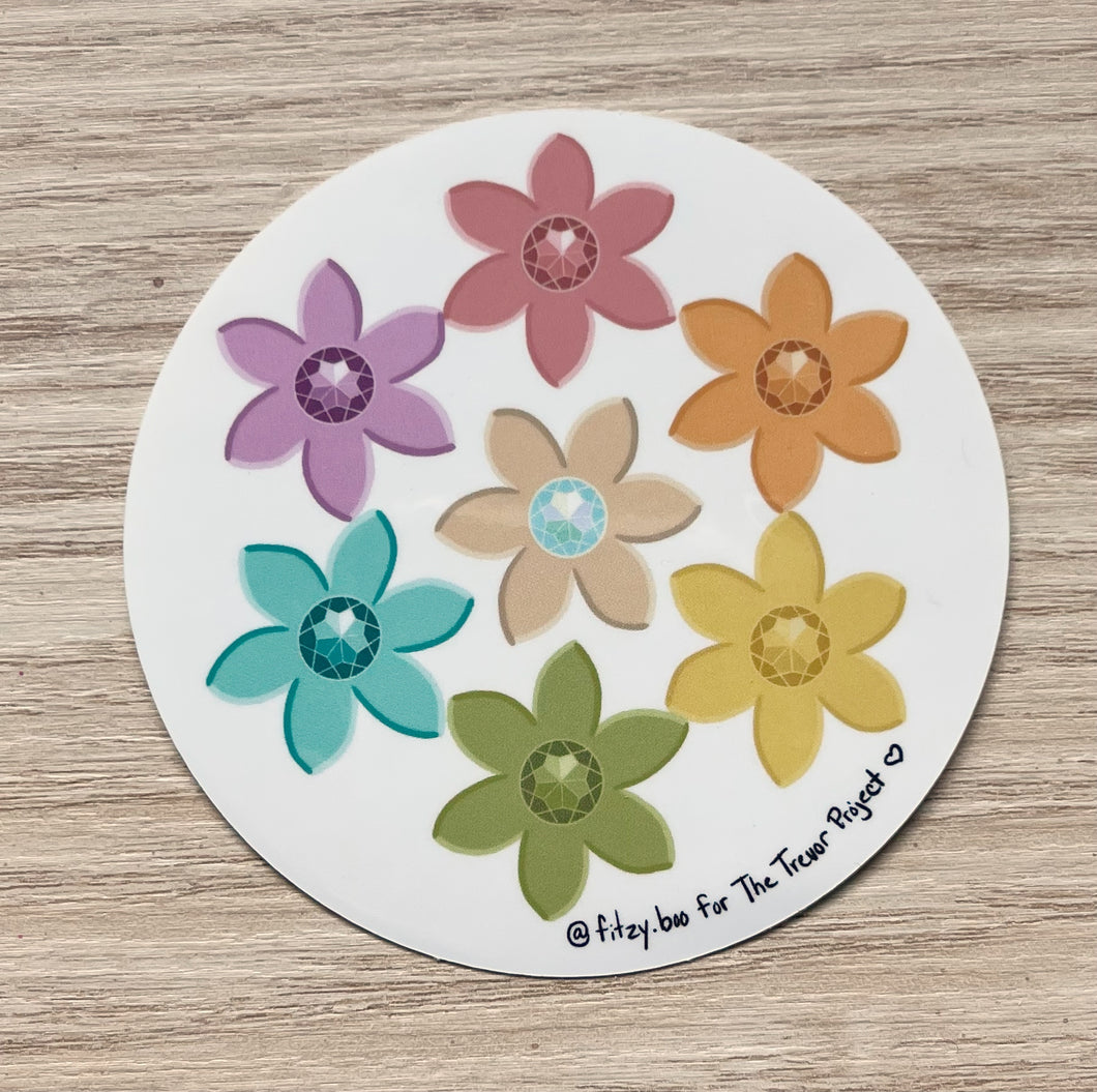 Pastel Gem Flower Fundraiser Vinyl Sticker