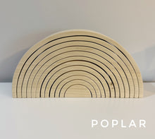 Load image into Gallery viewer, 12 piece Unfinished Natural Wood DIY Large Rainbow Stacker
