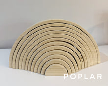 Load image into Gallery viewer, 12 piece Unfinished Natural Wood DIY Large Rainbow Stacker
