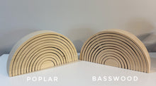 Load image into Gallery viewer, 12 piece Unfinished Natural Wood DIY Large Rainbow Stacker
